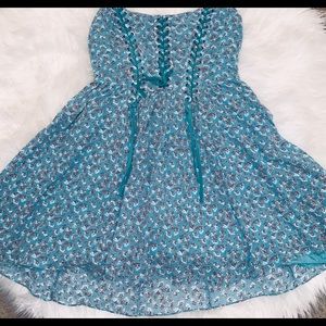 FREE PEOPLE Blue Corset Halter 100% Cotton Dress